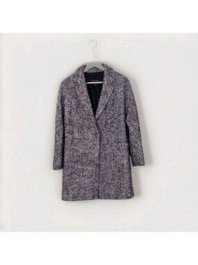 Massimo Dutti Wool Silk Alpaca Blend Coat Womens US 2 Marled Brown Lined Pockets